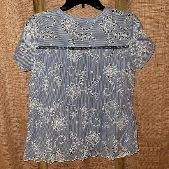 Holding Horses for Anthro Blue & White Eyelet Blue Lace Top - Picture 6 of 6